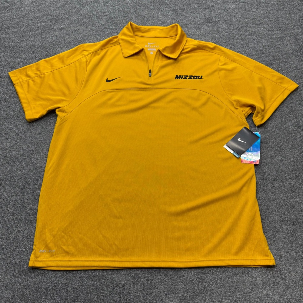 Nike Mizzou Tigers Dri-FIT Quarter Zip Polo Shirt Mens Large Gold 513973-715 NWT